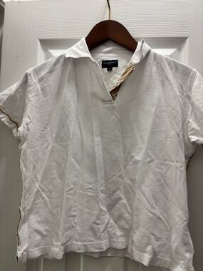 Burberry White Polo with Signature Burberry Check pipping